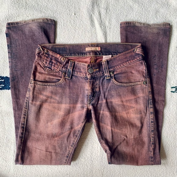 Levi's Denim - Rare, Custom Dyed Levi’s 504 Slouch Straight Low Rise Jeans red/purple size 5/6